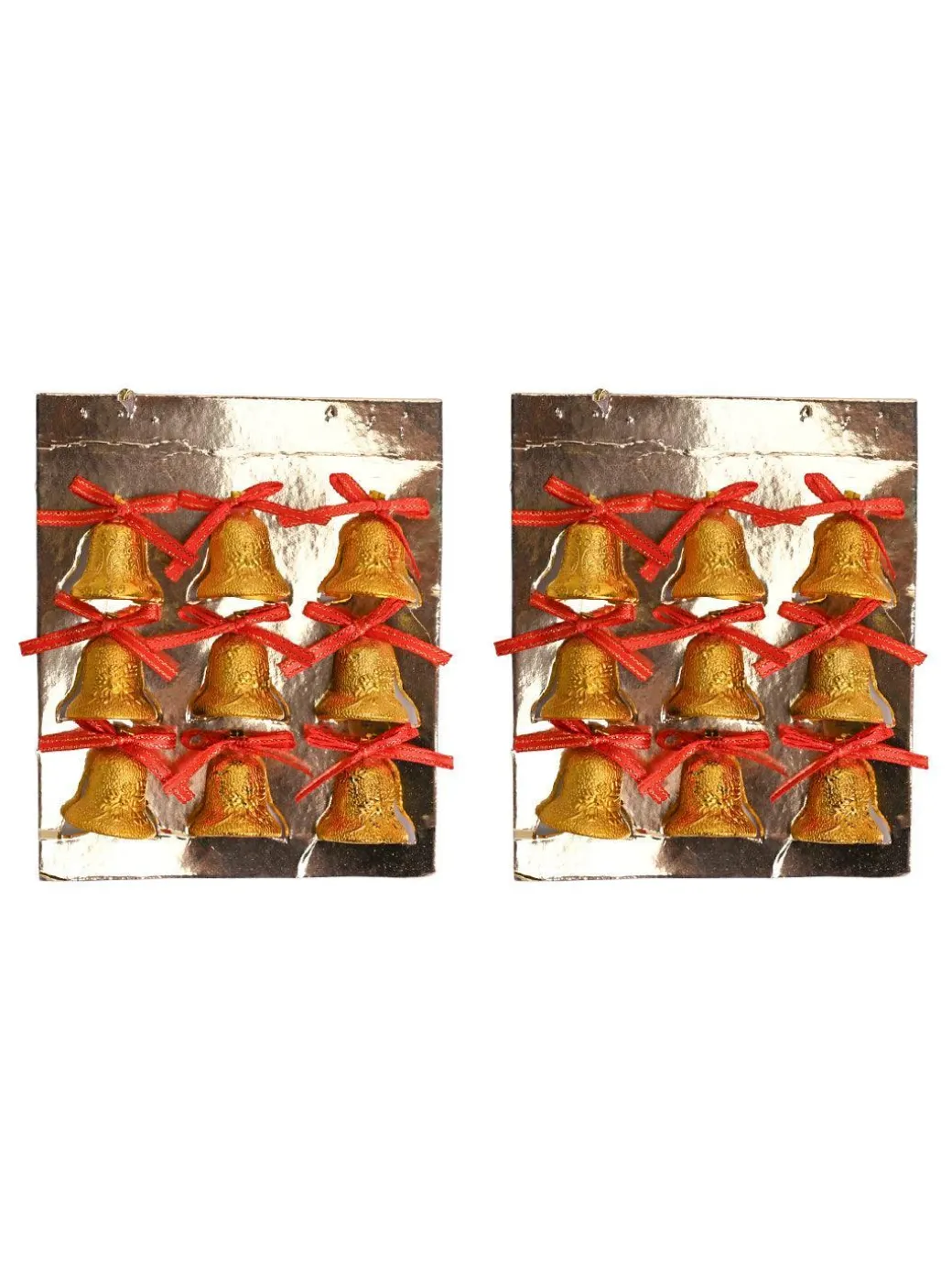 Christmas Bells Tree Decoration (Gold, Set Of 18, Assorted)