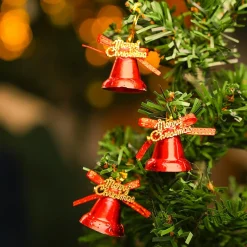 Christmas Bells Tree Decoration (Red, Set Of 18, Assorted)