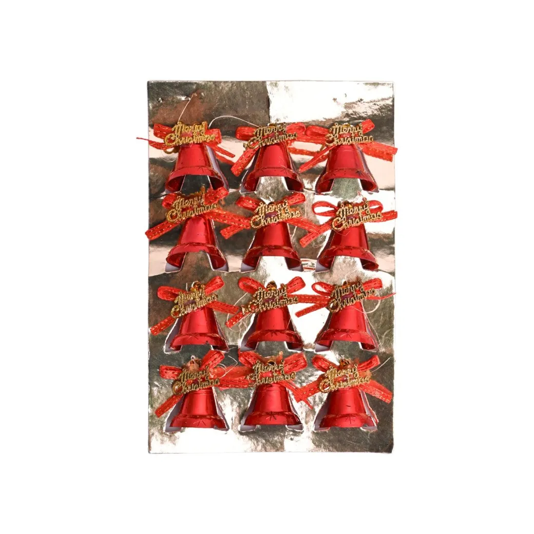 Christmas Bells Tree Decoration (Red, Set Of 18, Assorted)