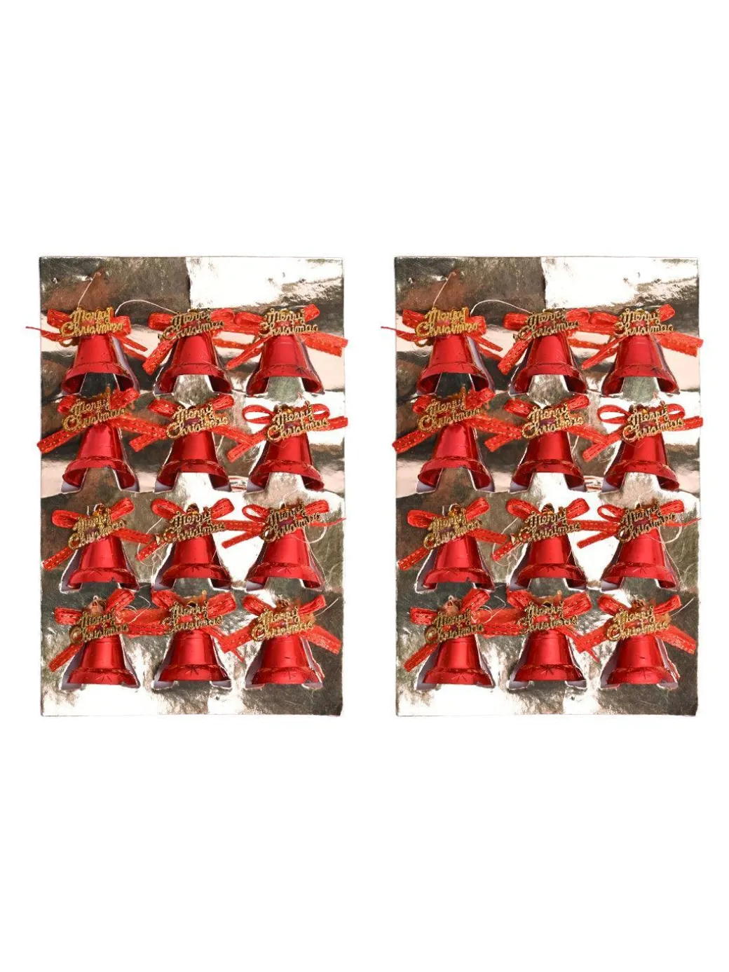 Christmas Bells Tree Decoration (Red, Set Of 18, Assorted)