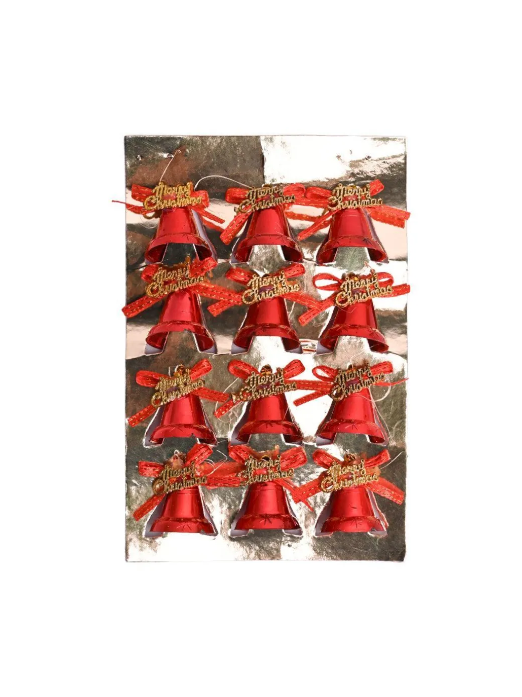 Christmas Bells Tree Decoration (Red, Set Of 18, Assorted)