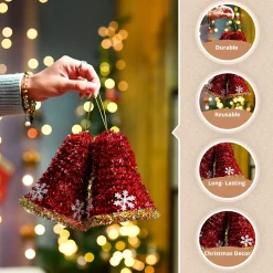 Christmas Decoration Bell Set Of 2 - Red, X-Mas Hanging