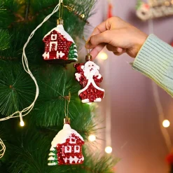 Christmas Decoration Set Of 3 Pcs - Red, X-Mas Hanging
