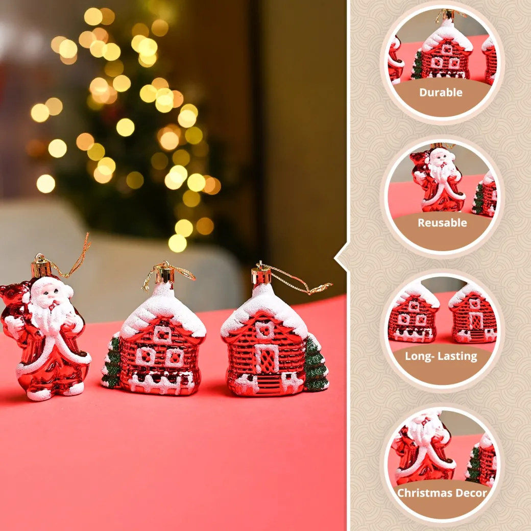 Christmas Decoration Set Of 3 Pcs - Red, X-Mas Hanging