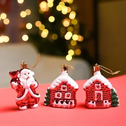 Christmas Decoration Set Of 3 Pcs - Red, X-Mas Hanging