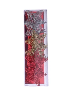 Christmas Decoration (White & Golden, Set Of 6 Pcs)