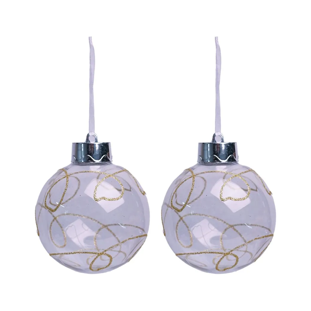 Christmas Hanging Balls Set Of 2 Pcs (Transparent, Assorted)