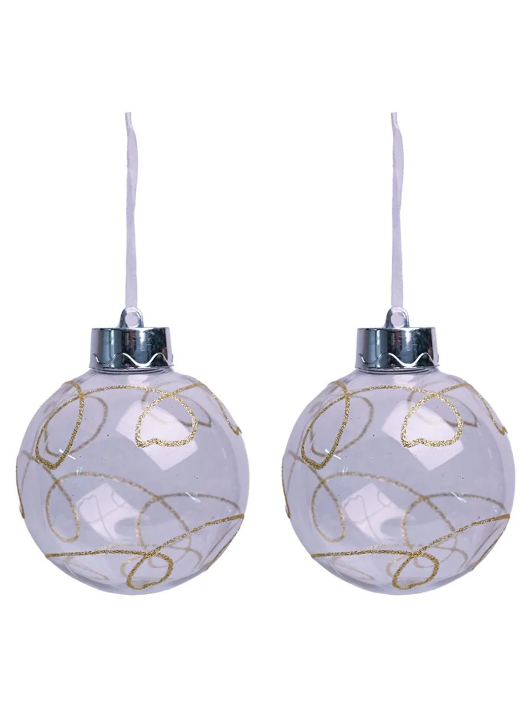 Christmas Hanging Balls Set Of 2 Pcs (Transparent, Assorted)