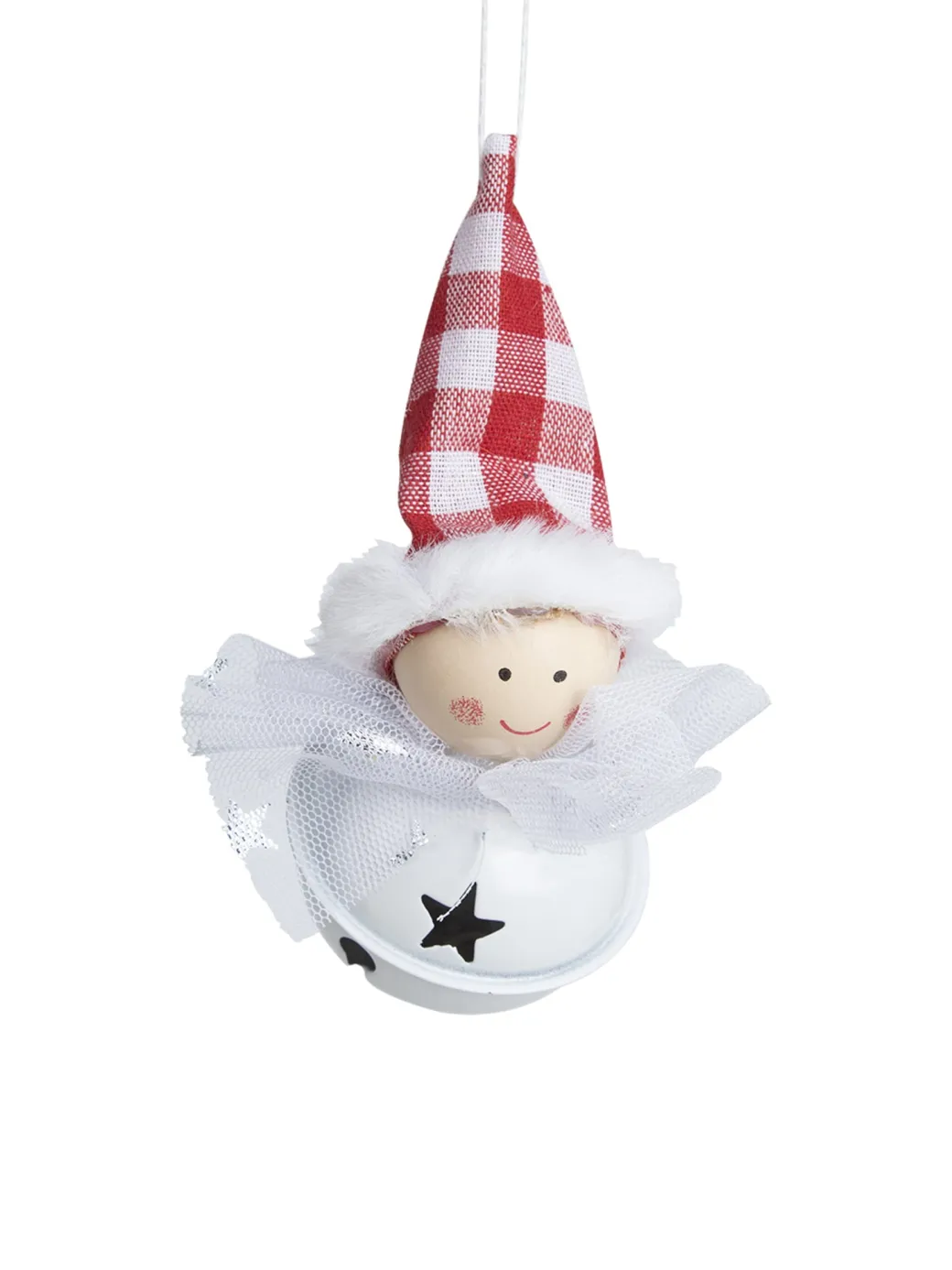 Christmas Hanging Santa Head Ornament With Bell Set Of 4 Pcs - Assorted Design