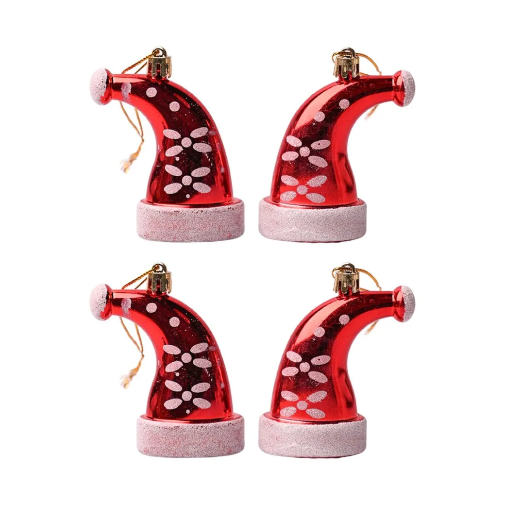 Christmas Santa Cap Decoration Set Of 4 Pcs