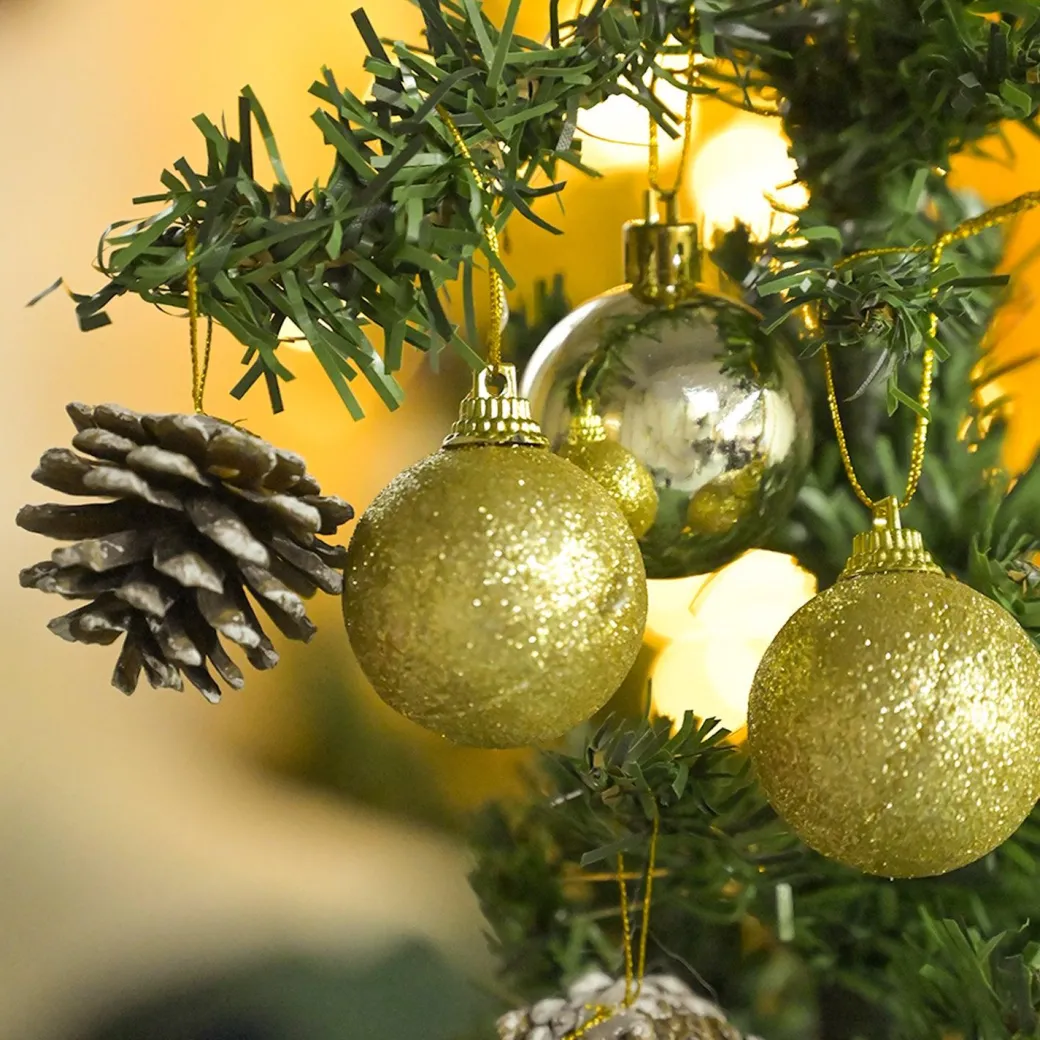 Christmas Tree Hanging Ball (Gold, Set Of 20 Pcs)