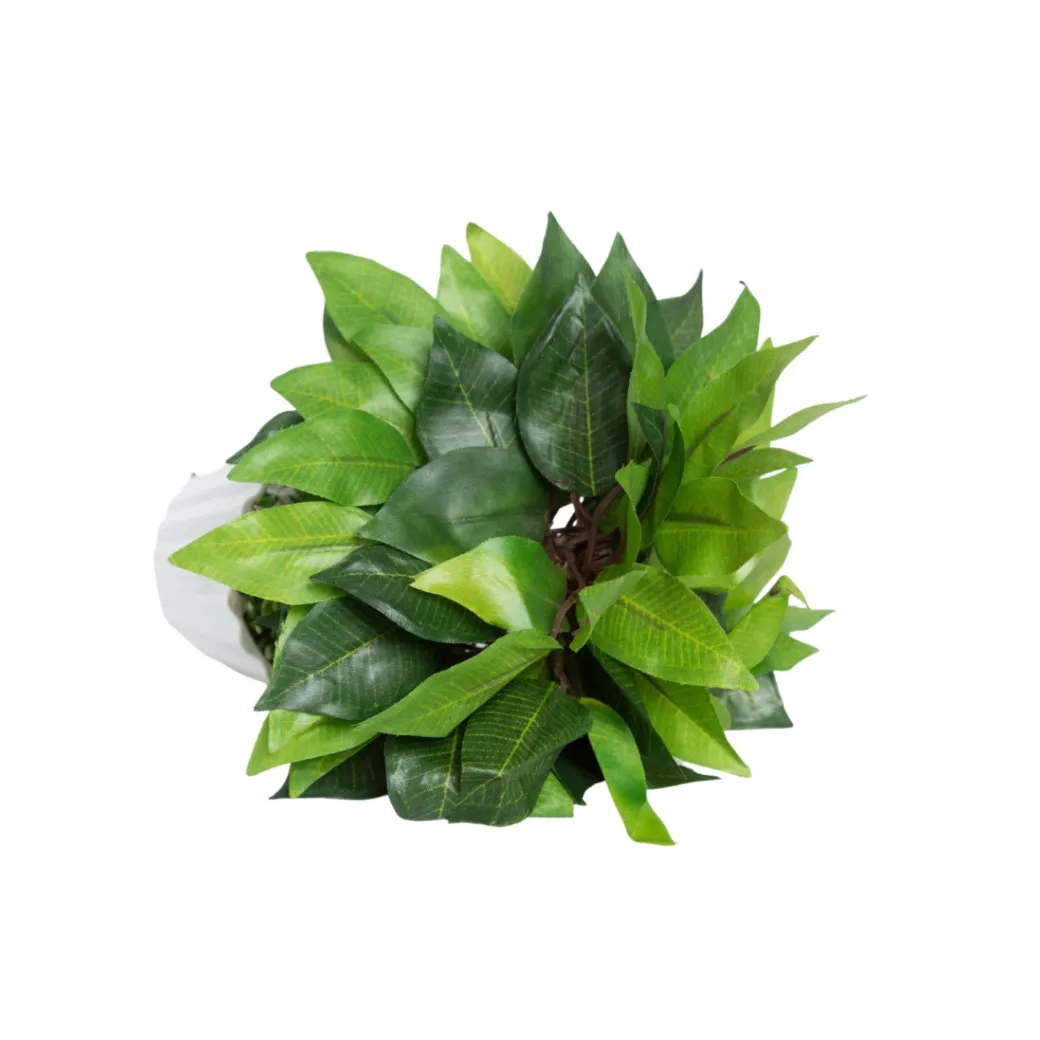 Ciliated Leaves Artificial Flower Vase For Home Décor