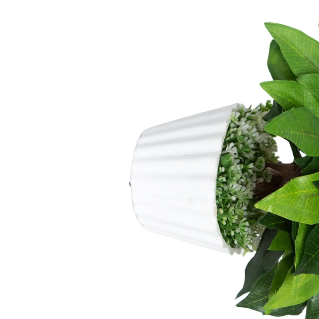 Ciliated Leaves Artificial Flower Vase For Home Décor