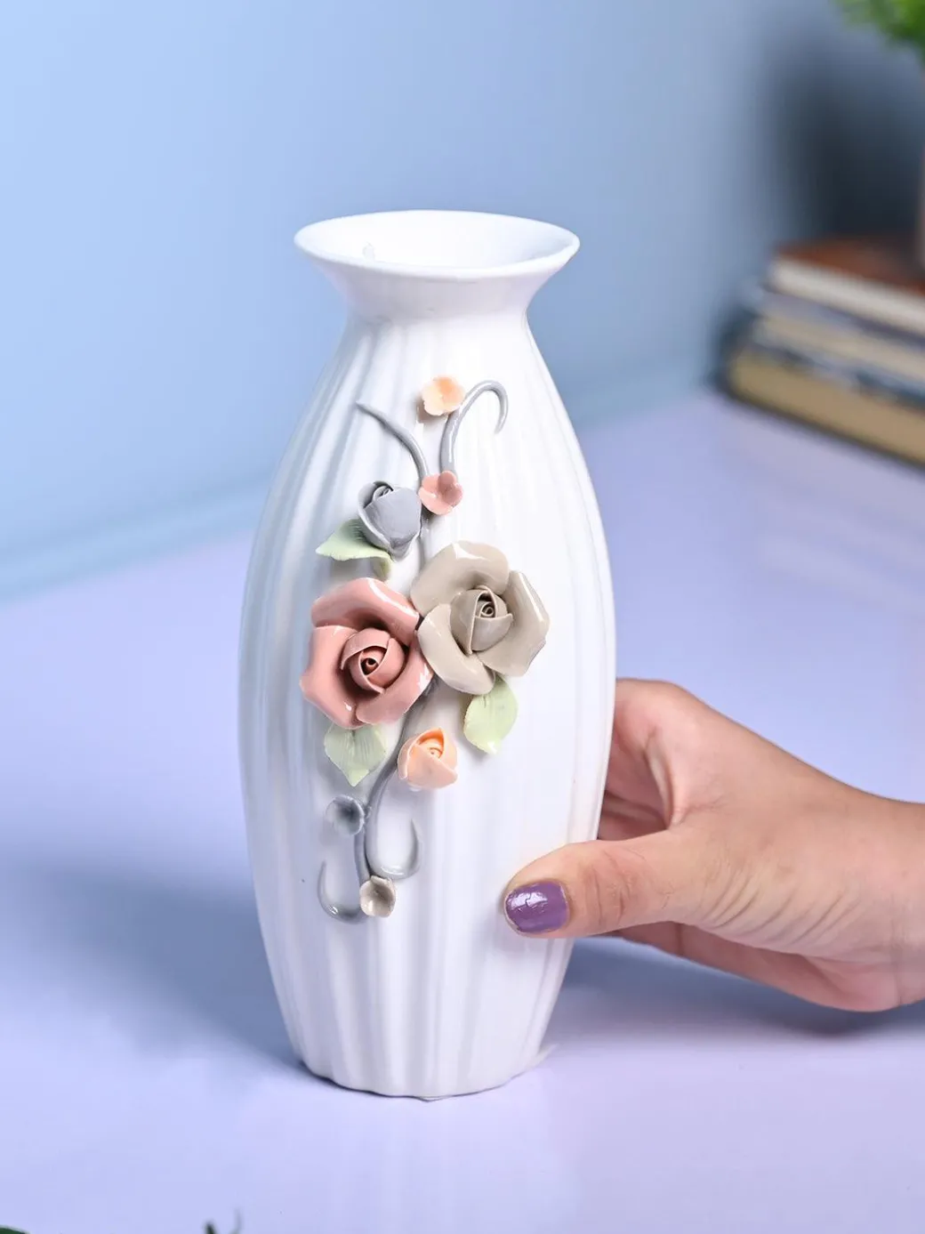 Classic Bloom - White Cylindrical Vase