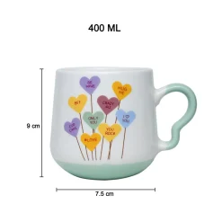 Coffee Cup - 400 Ml, Heart Shape Ballon Print