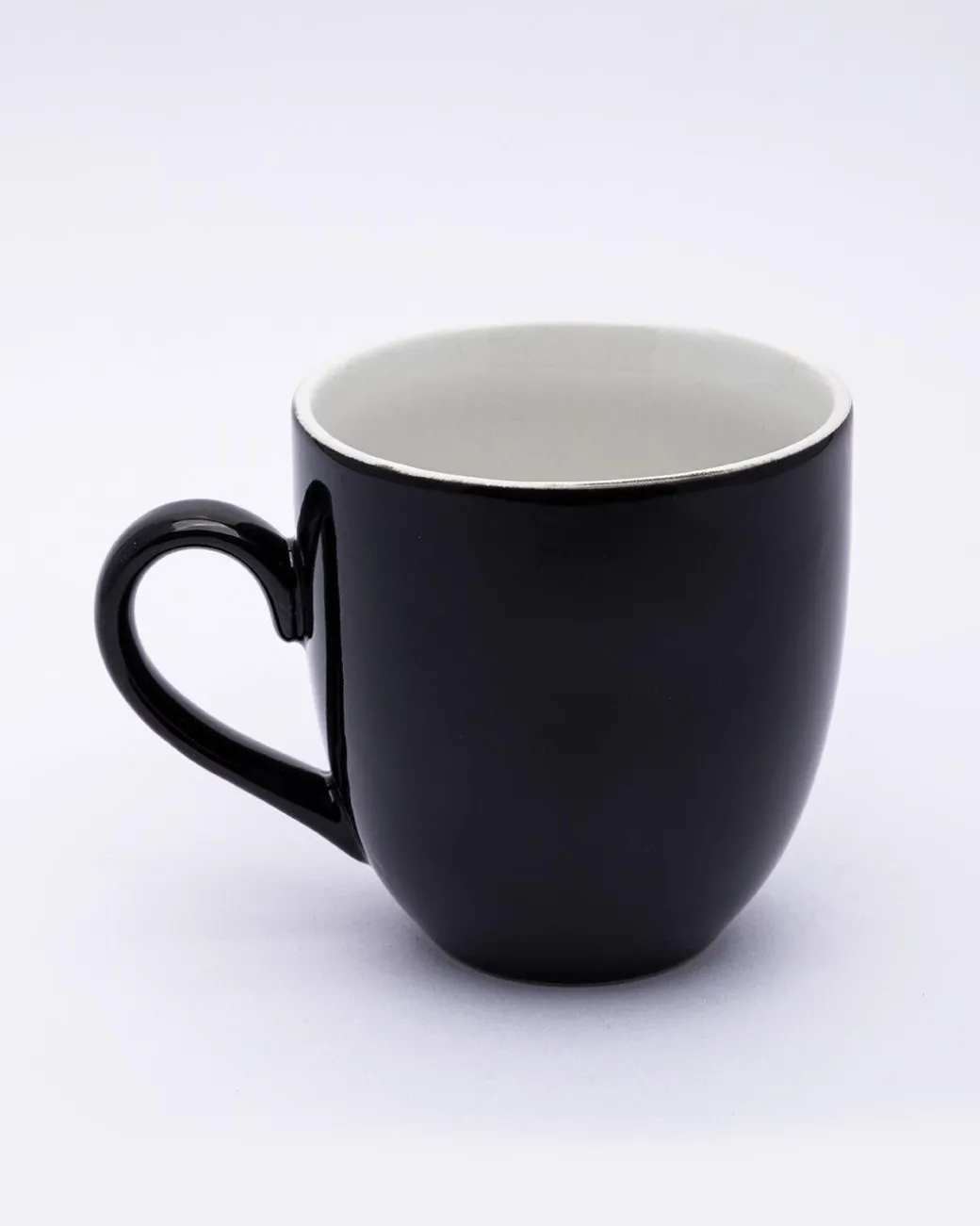 Coffee Mug Set, Handmade, Classic Mug, Black & White Colour, Ceramic, Set of 6, 220 mL