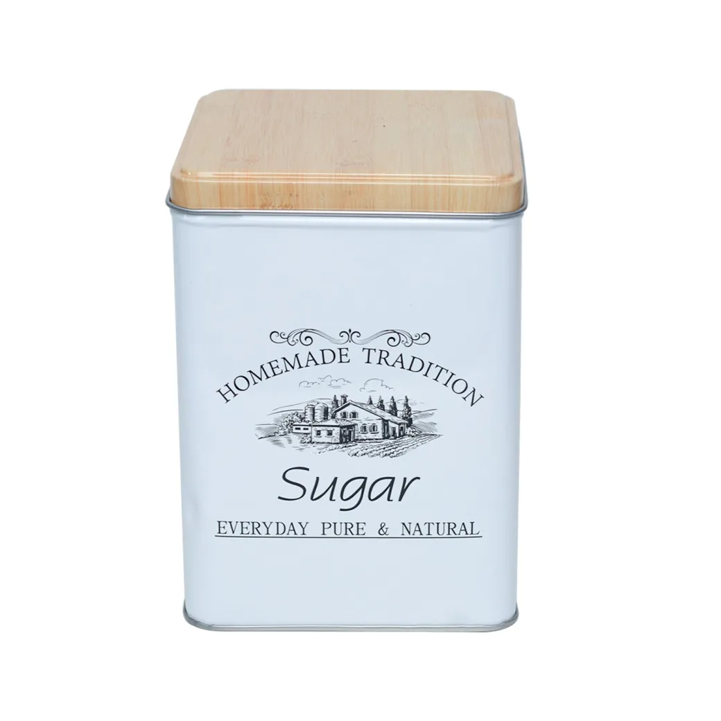Coffee, Tea & Sugar - Metal Jar Set Of 3, Square & 1600Ml,