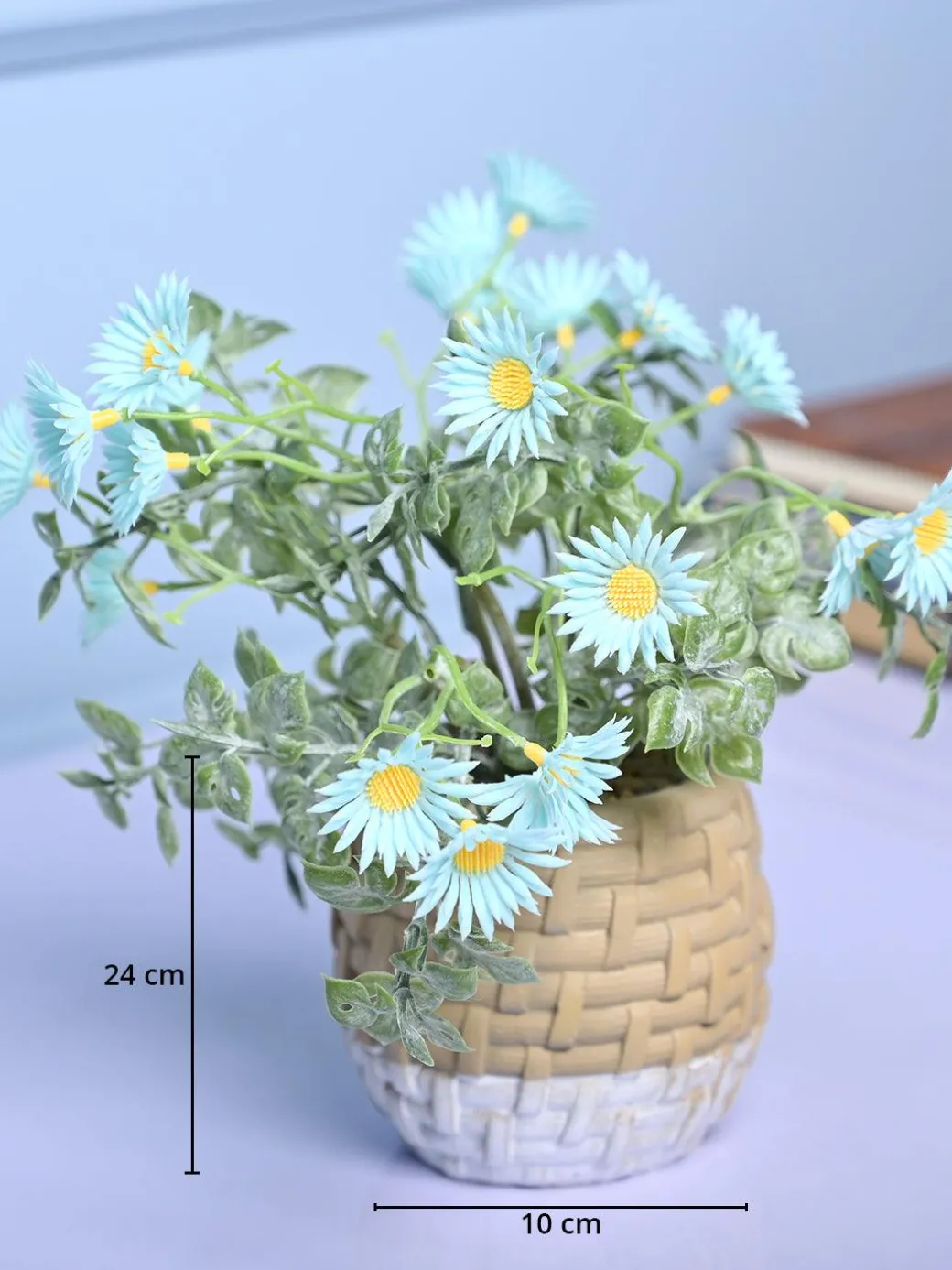 Cozy Charm - Knitted Design Faux Plant with Plastic Pot
