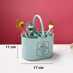 Cutlery & Ladle Holder Set – Green | Plain Design, Glossy Finish