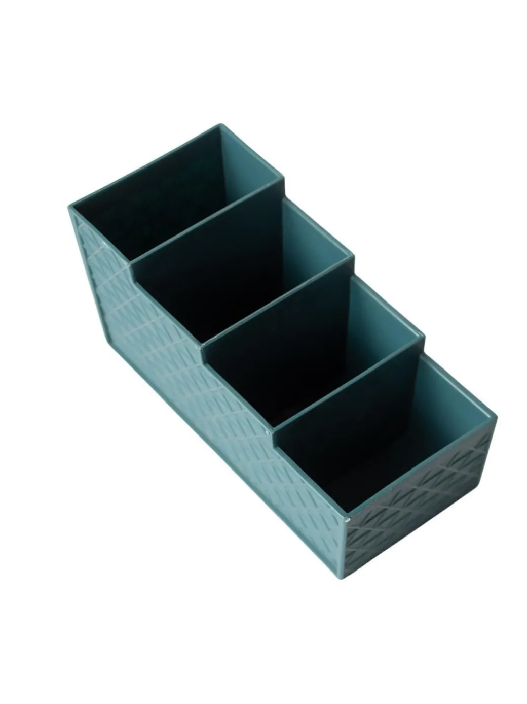 Dark Cyan Desk Organizer With Four Compartments