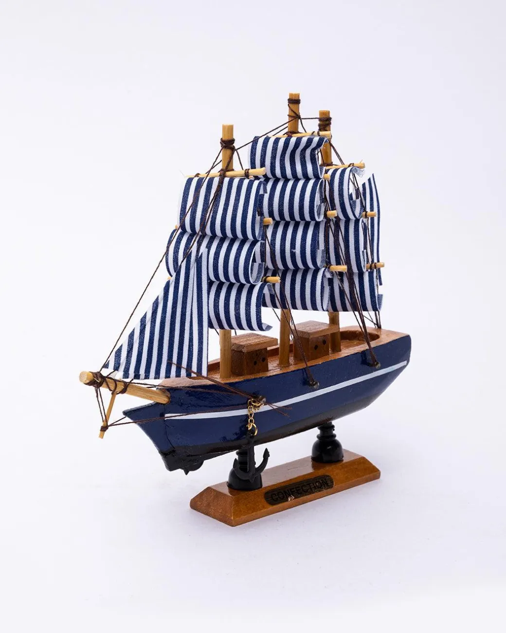 Decorative Boat, Handcrafted Wood, For Home & Office Décor, Antique Finish, Blue, Wood