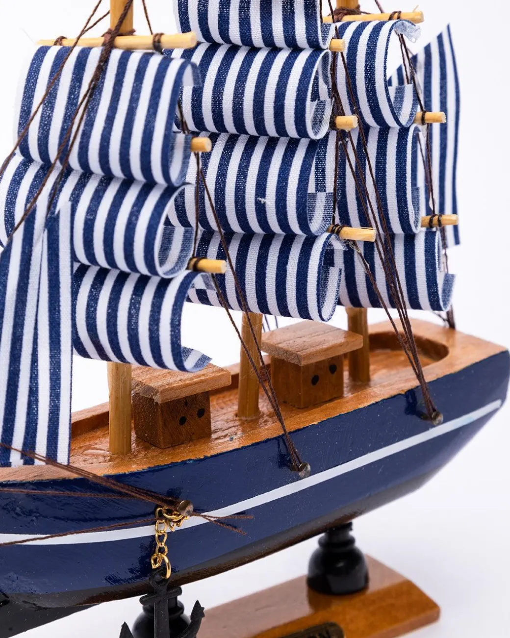 Decorative Boat, Handcrafted Wood, For Home & Office Décor, Antique Finish, Blue, Wood