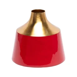 Decorative Enamel Vase - Golden & Red