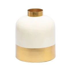 Decorative Enamel Vase - Golden & White