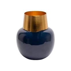 Decorative Enamel Vase - Golden & Blue
