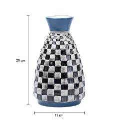 Decorative Flower Vase - Black, White and Blue
