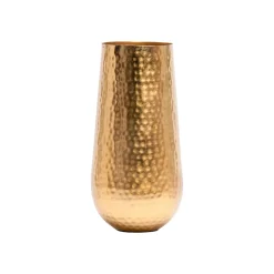 Decorative Golden Hammered Vase  - Cylinder Shape