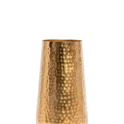 Decorative Golden Hammered Vase - Cylinder Shape