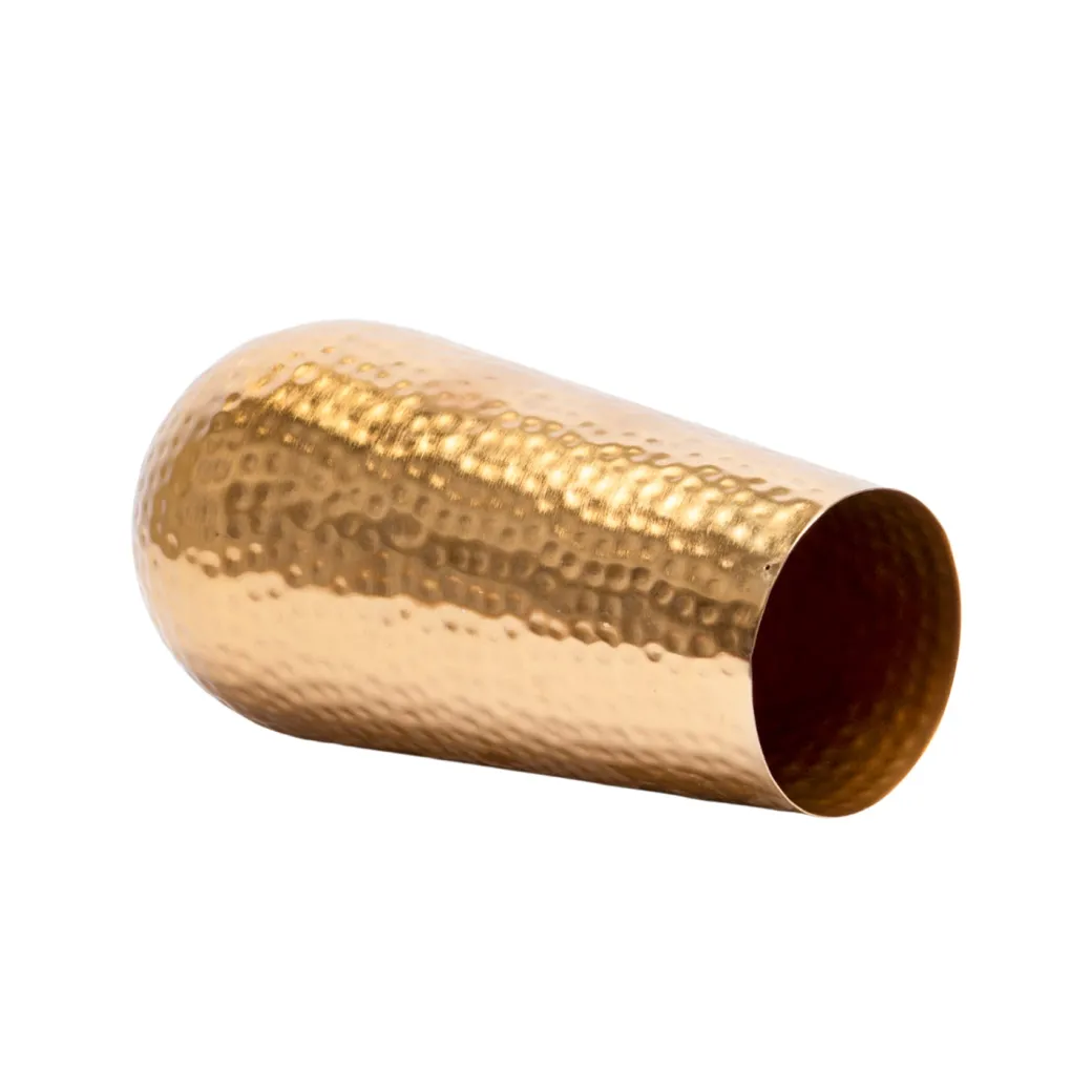 Decorative Golden Hammered Vase - Cylinder Shape