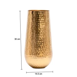 Decorative Golden Hammered Vase - Cylinder Shape