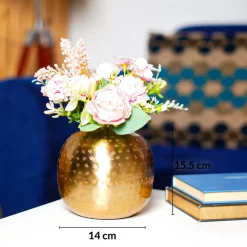 Decorative Golden Hammered Vase - Matka Shape
