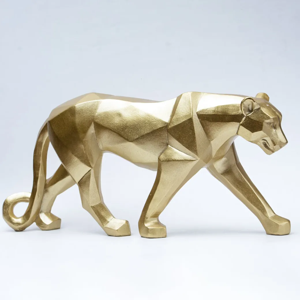 Decorative Golden Leopard Statue Home & Office Décor 33CM