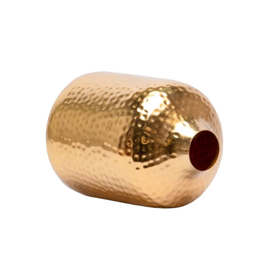 Decorative Hammered Vase -Golden & Cylinder Shape