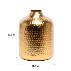 Decorative Hammered Vase -Golden & Cylinder Shape