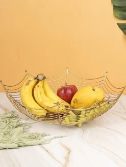 Decorative Kitchen Counter Metal Spider Web Basket / Bowl