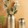 Decorative Modern Gold Metal Table Flower Dolchi Shape Vase for Festive Décor
