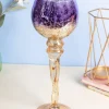 Decorative Purple Tined Glass Candlestick Holders