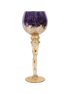 Decorative Purple Tined Glass Candlestick Holders