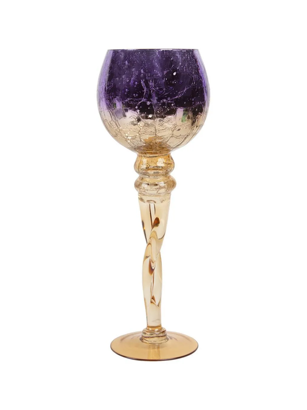 Decorative Purple Tined Glass Candlestick Holders