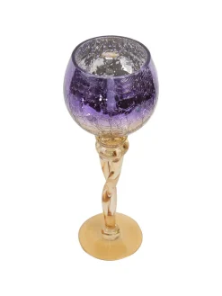 Decorative Purple Tined Glass Candlestick Holders
