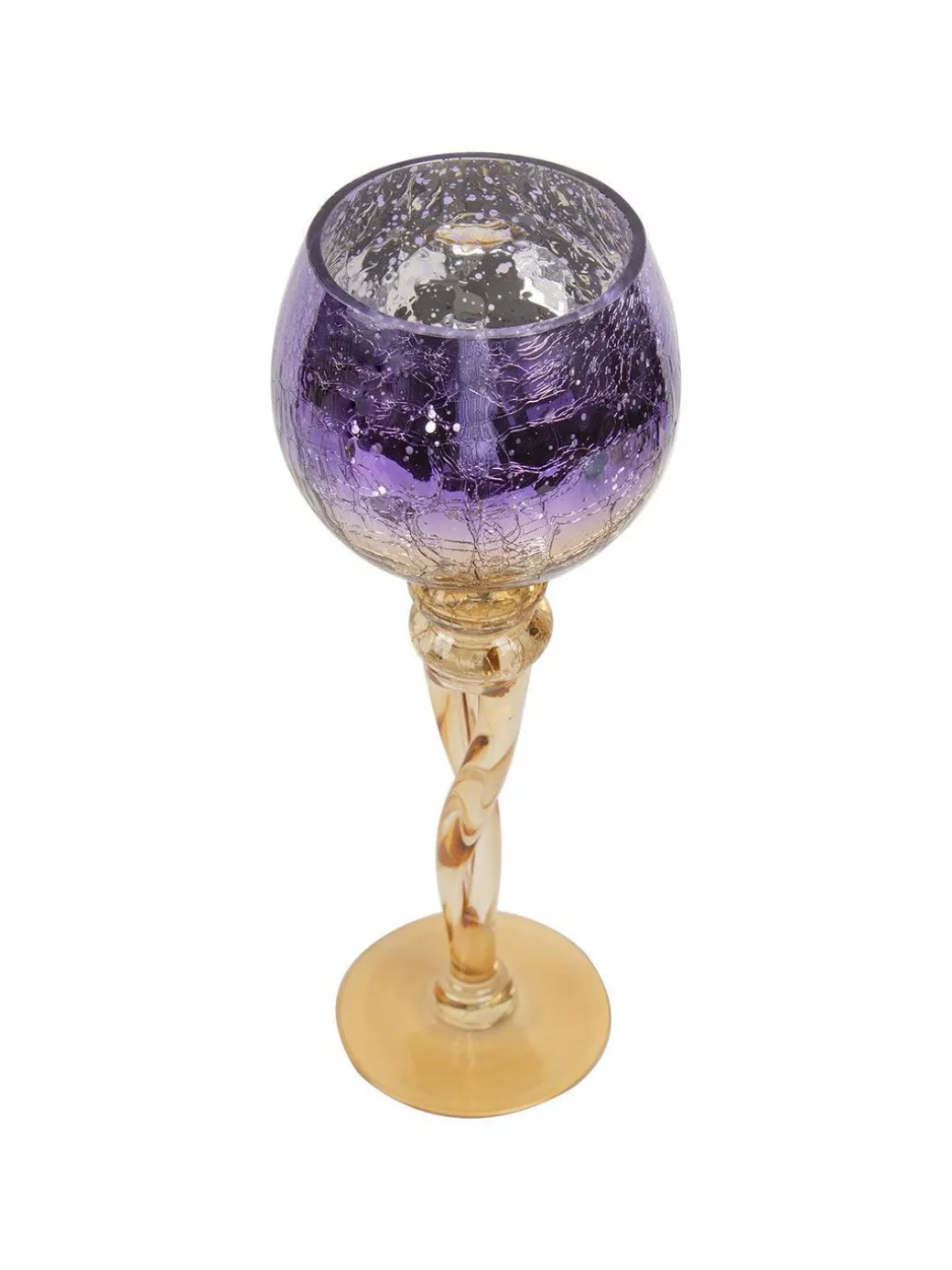Decorative Purple Tined Glass Candlestick Holders