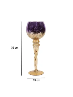 Decorative Purple Tined Glass Candlestick Holders