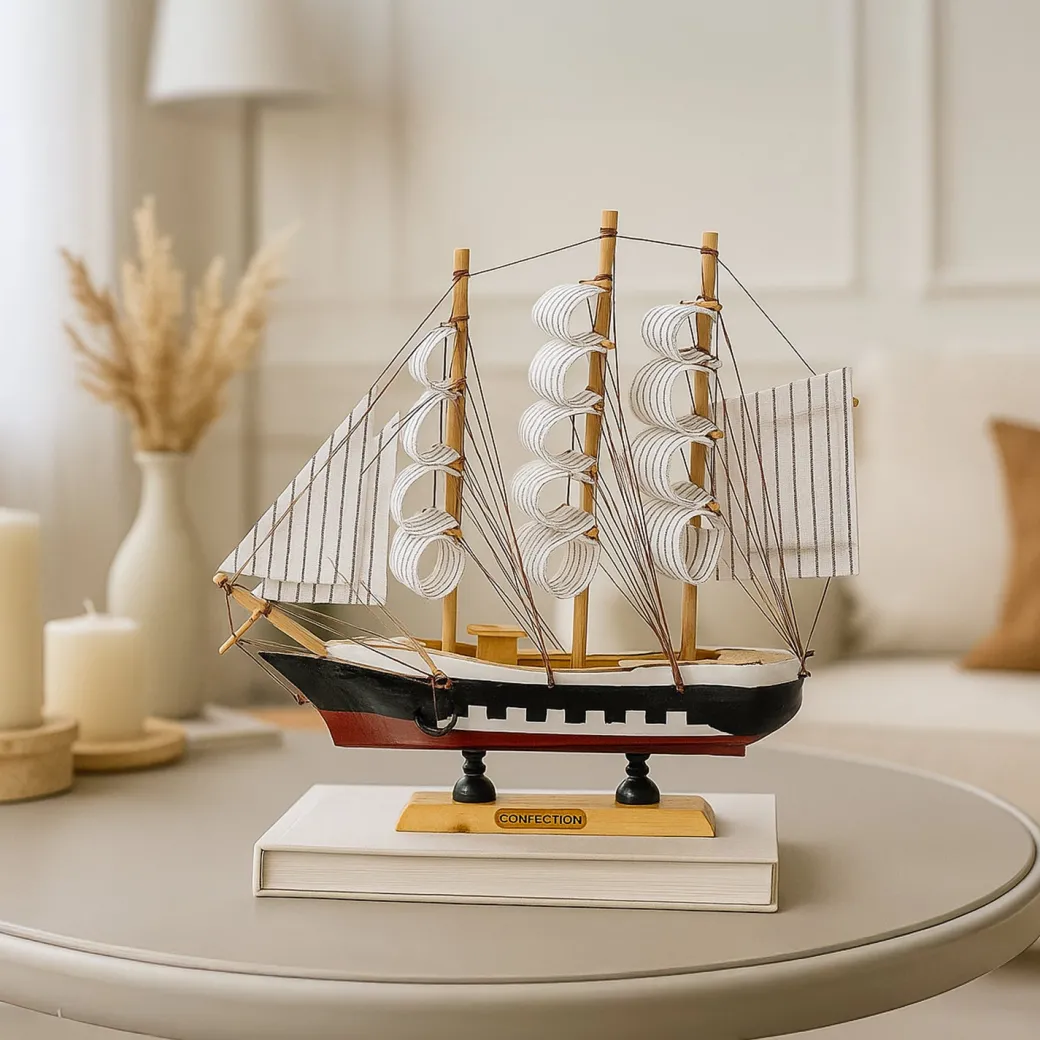 Decorative Wooden Boat – Multi-Colour
