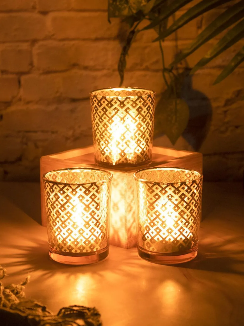 Diwali Home Decoration Tealight Candle Votive Holders Pack Of 3 Pcs