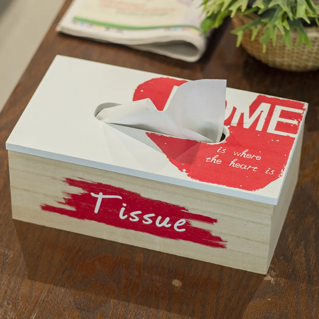 Exquisite White & Red Tissue Holder Box For Home