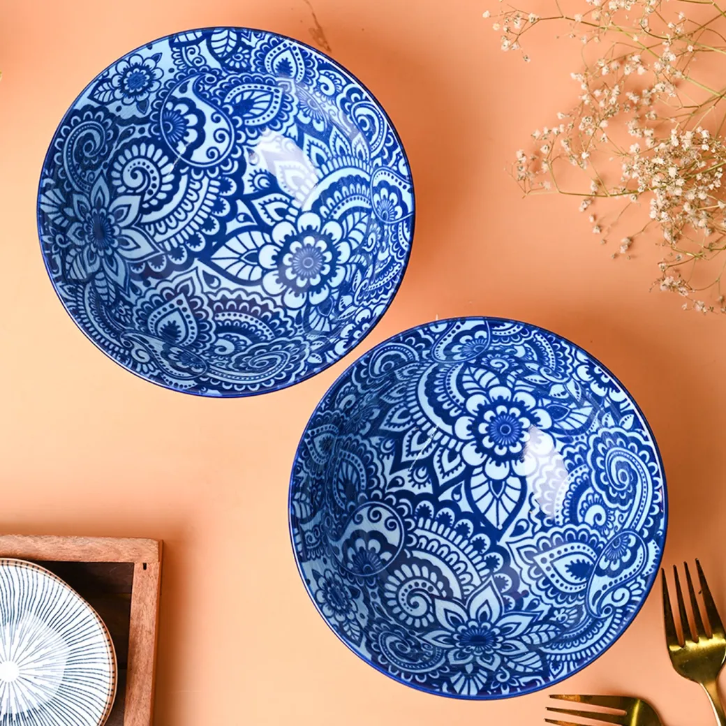 Floral Bowl Set Of 2 (650Ml)